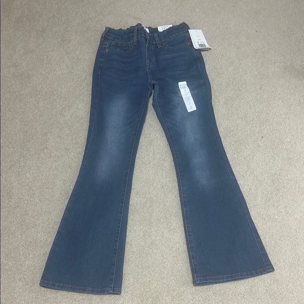 Crown & Ivy Blue Flare Wide Leg Jeans